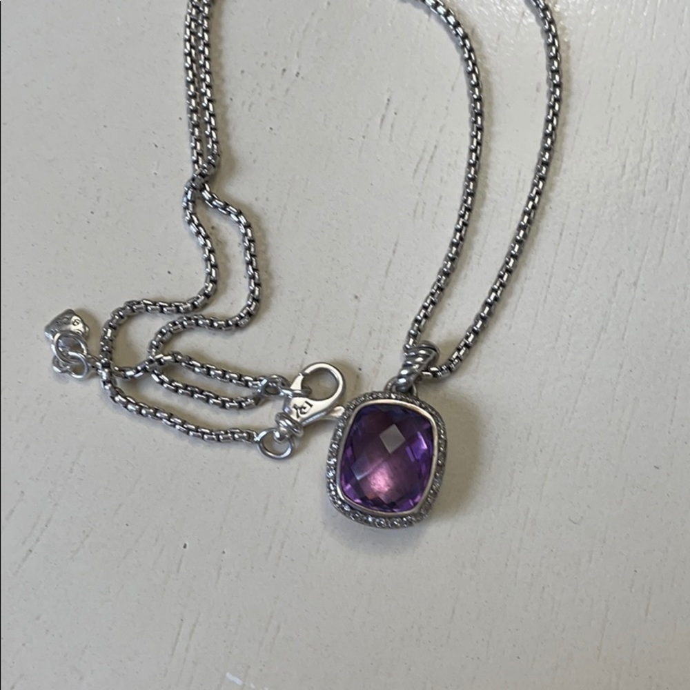 David Yurman Diamond and Amethyst Albion Necklace